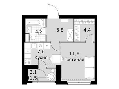 Студия 33.40 кв.м, ЖК «Скай Гарден», 17 652 835 руб.