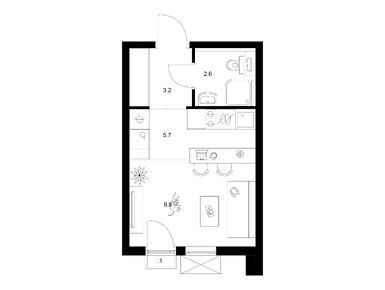 Студия 21.40 кв.м, Томилинский бульвар, 7 367 720 руб.