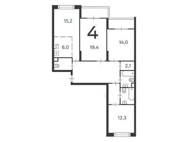 Планировки четырехкомнатные в Жилой дом «Клинская ул., д. 2А, к. 7»