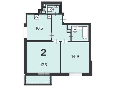 Планировки двухкомнатные в Жилой дом «Ленская ул., д. 8»