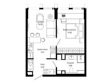 1-комнатная 41.40 кв.м, ЖК «Мод», 29 236 680 руб.