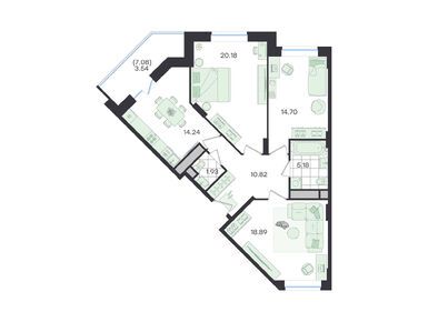 Планировки трехкомнатные в ЖК «G3 Новый Весенний»