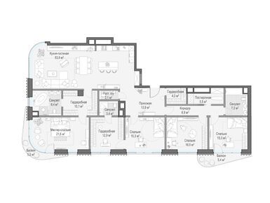 Планировки четырехкомнатные в Дом «Лаврушинский»