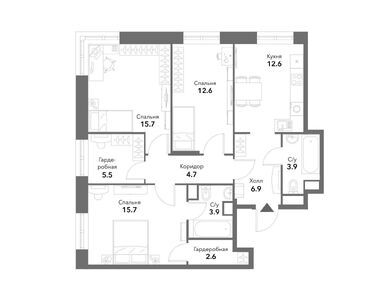 Планировки трехкомнатные в Жилой комплекс «Воксхолл»