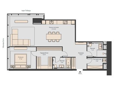 Планировки 1-к. апартаменты в Neva Towers (Нева Тауэрс)