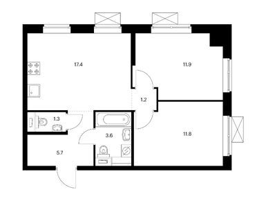 Планировки двухкомнатные в Открытый парк