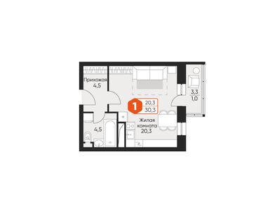 Планировки студии в ЖК «Идеал»