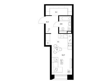 Студия 30.80 кв.м, Онежский вал, 15 381 520 руб.