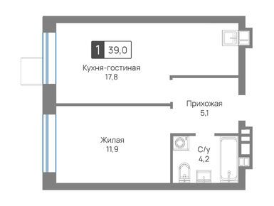 1-комнатная 39.00 кв.м, ЖК «Лесная Отрада», 8 951 552 руб.