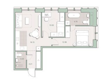 Планировки двухкомнатные в ЖК «Среда на Кутузовском»