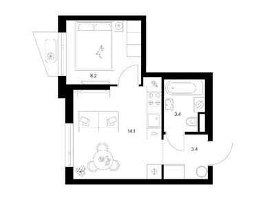 1-комнатная 29.10 кв.м, Онежский вал, 15 542 310 руб.