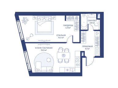 1-комнатная 48.20 кв.м, ЖК «СВЕТ», 20 669 529 руб.