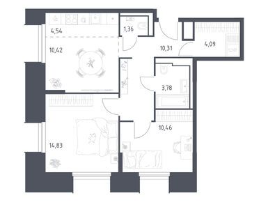 Планировки 2-к. апартаменты в «Скай Спутник»