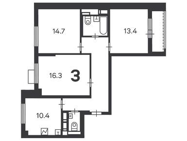 3-комнатная 75.20 кв.м, Жилой дом «Ставропольская ул., д. 4/2», 17 664 480 руб.