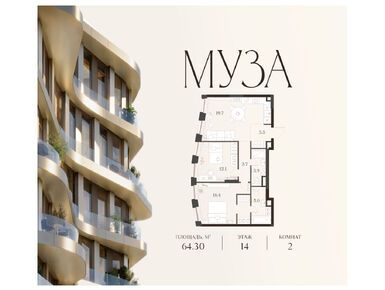 Планировки двухкомнатные в ЖК «Муза»