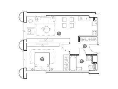 Планировки 2-к. апартаменты в «Наметкин Тауэр»