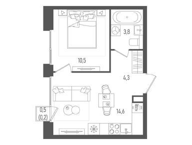 Планировки однокомнатные в ЖК PAVE (Пэйв)