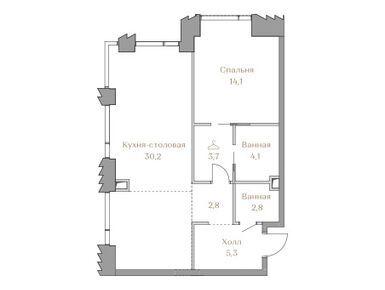 1-комнатная 63.00 кв.м, ЖК «Коллекция Лужники», 122 806 000 руб.
