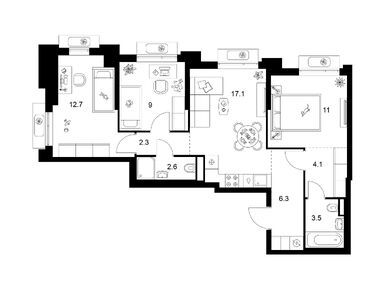 Планировки трехкомнатные в Середневский лес