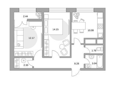 Планировки двухкомнатные в ЖК «Пехра»