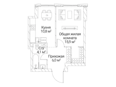 1-комнатная 36.80 кв.м, ЖК «Сезар Силика», 23 883 200 руб.