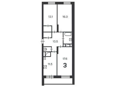Планировки трехкомнатные в Жилой дом «5-я Парковая ул., д. 62Б»