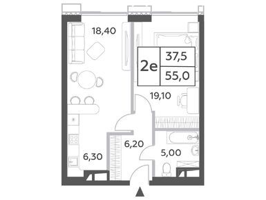 2-комнатная 55.00 кв.м, ЖК Will Towers (Вилл Тауэрс), 26 246 690 руб.