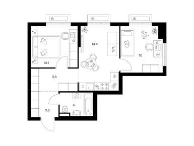 Планировки двухкомнатные в Зелёный парк