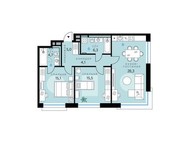 Планировки двухкомнатные в «СберСити» в Рублёво-Архангельском