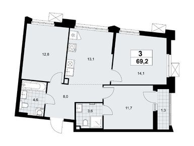 Планировки трехкомнатные в ЖК «Деснаречье»