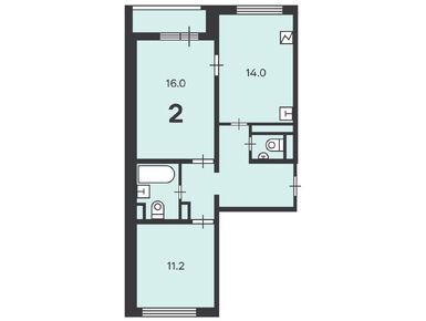 2-комнатная 56.70 кв.м, Жилой дом «Маршала Еременко ул., д. 5, к. 1, 2, 3, 4», 13 790 007 руб.