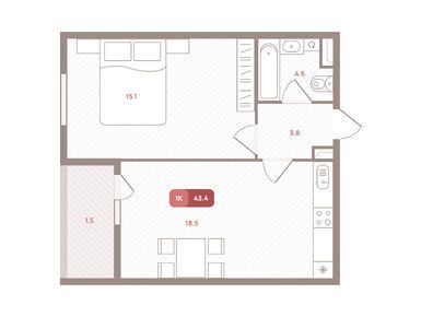 Планировки однокомнатные в ЖК «ОМ»