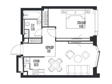 1-комнатная 46.00 кв.м, ЖК Ice Towers (Айс Тауэрс), 37 582 000 руб.