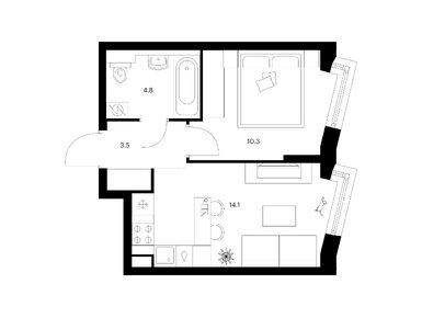 1-комнатная 32.70 кв.м, Кронштадтский 9, 17 017 080 руб.
