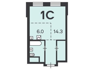 Планировки студии в Жилой дом «Клинская ул., д. 2А, к. 7»