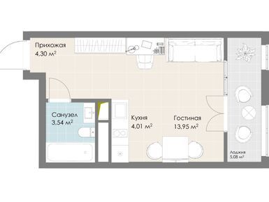 Студия 28.34 кв.м, ЖК «Дюна», 9 919 000 руб.