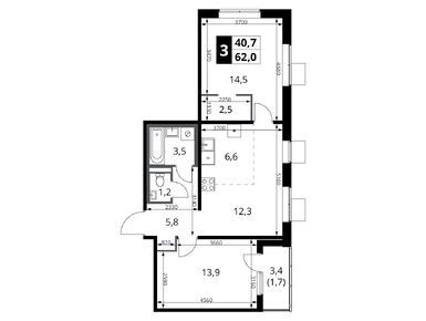 Планировки трехкомнатные в ЖК «1-й Ясеневский» (Первый Ясеневский)