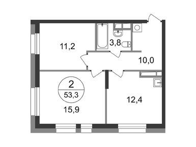 Планировки двухкомнатные в Город-парк «Первый Московский»