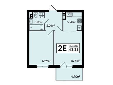 2-комнатная 43.33 кв.м, ЖК «Северный Квартал», 6 037 235 руб.