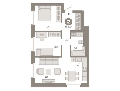 Планировки двухкомнатные в Квартал «Метроном»