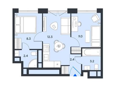 Планировки двухкомнатные в ЖК balance (Баланс)