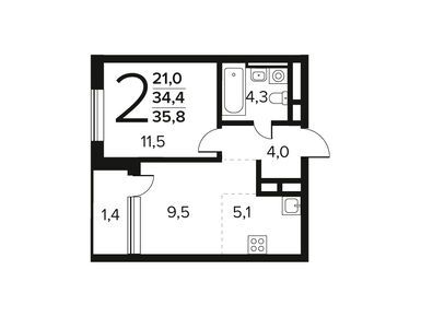 Планировки двухкомнатные в Район «Новые Ватутинки»