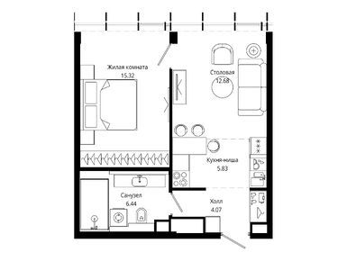 1-комнатная 44.10 кв.м, ЖК «Мод», 29 811 159 руб.
