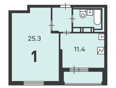 Планировки однокомнатные в Жилой дом «Шелихова пр-д, д. 7; д. 9, к. 1»
