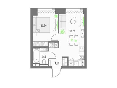 Планировки однокомнатные в Квартал небоскребов Upside Towers (Апсайд Тауерс)