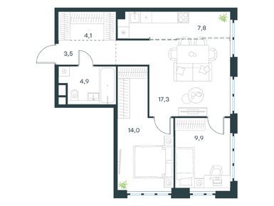 Планировки трехкомнатные в Level Южнопортовая
