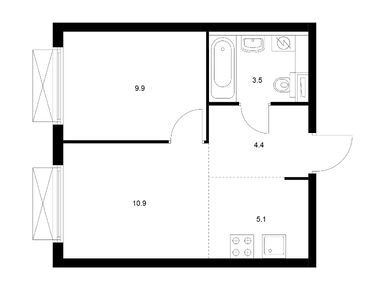 Планировки однокомнатные в Кольская 8