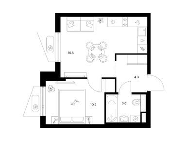 1-комнатная 34.60 кв.м, Онежский вал, 17 061 260 руб.