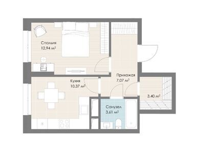 1-комнатная 37.39 кв.м, ЖК «Дюна», 11 833 935 руб.