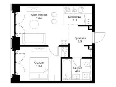 1-комнатная 39.36 кв.м, ЖК «Клиф», 25 748 490 руб.